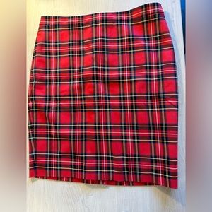 J. Crew Red Plaid Pencil Skirt, Petite 6, NWT